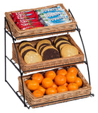 Three-Tier Display Stand with Wicker Baskets