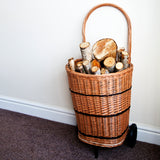 Wicker Trolley Baskets on Wheels with handle