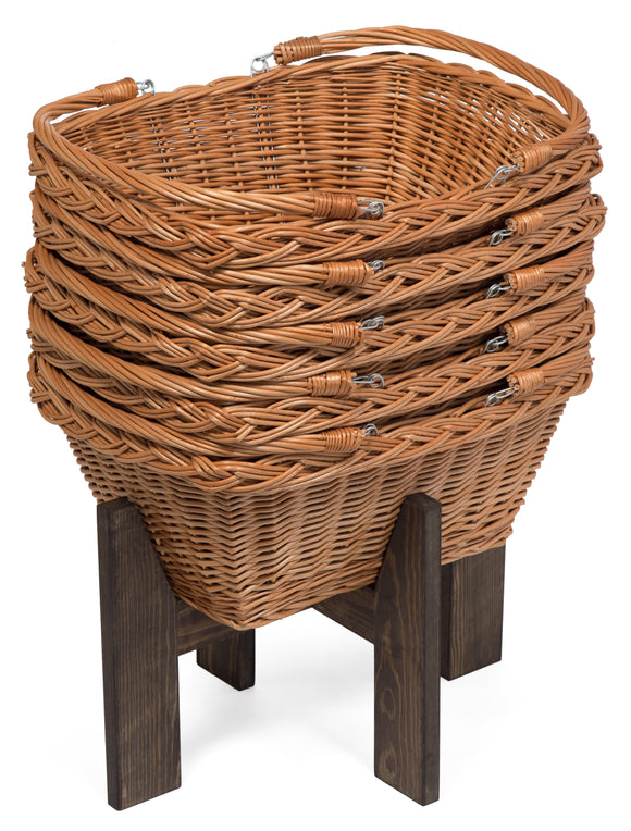 Set of 5 Wicker Shopping Baskets with Stand