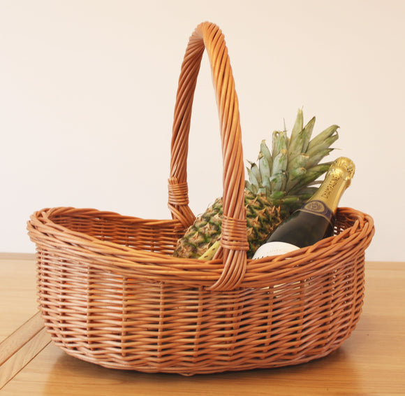 Wicker Willow Basket with Handle Shabby