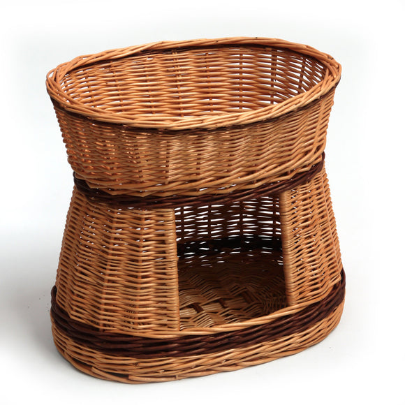 Two Tiered Wicker Cat Bed House - Perfect for Finicky Felines