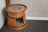 Two Tiered Wicker Cat Tower Bed with Pillows
