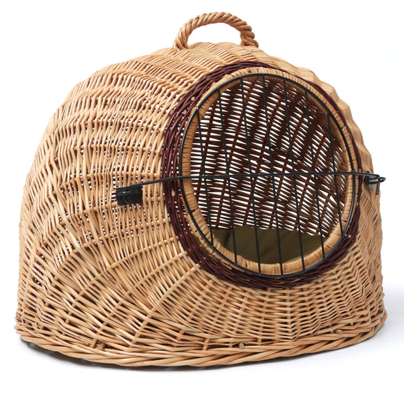 Wicker Pet Carrier Igloo with Pillow